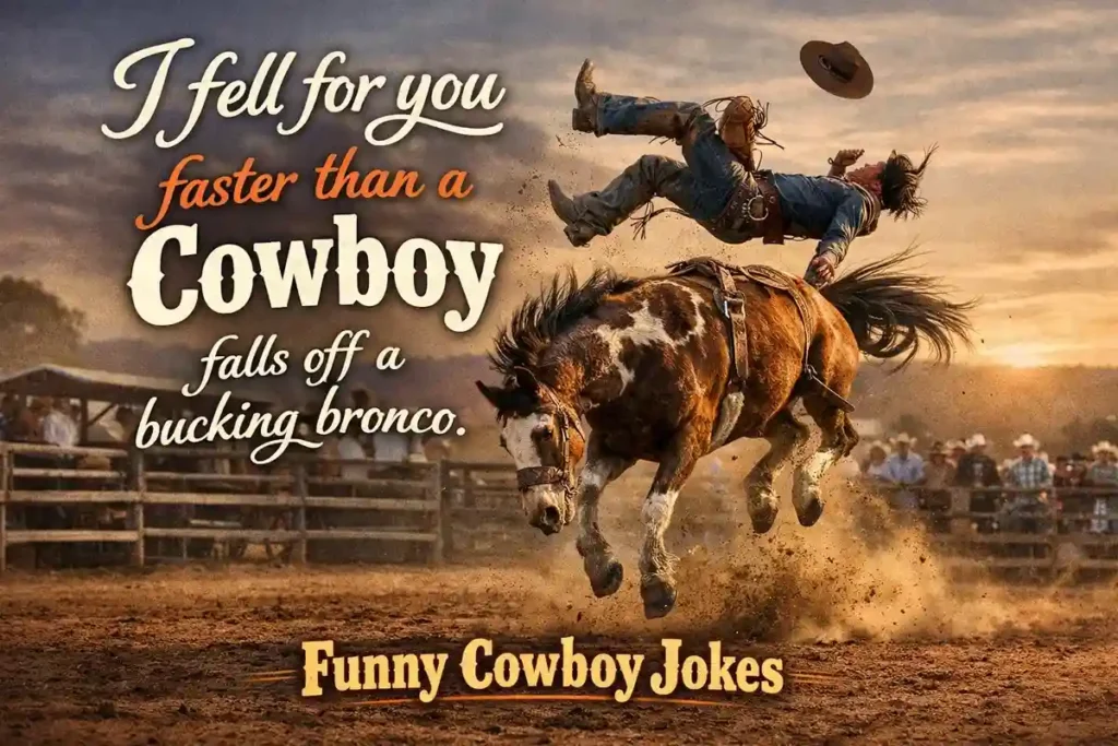 I fell for you faster than a cowboy falls off a bucking bronco.