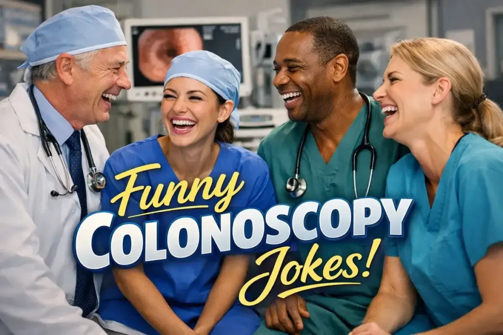 Nurses and doctors smile at playful quips.