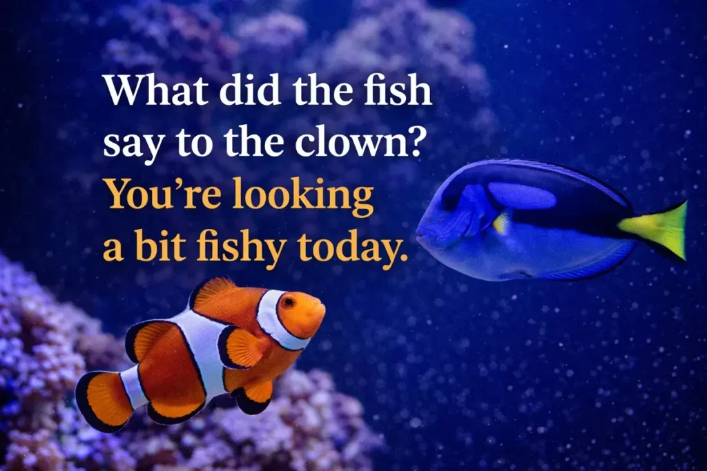 What did the fish say to the clown? You’re looking a bit fishy today.