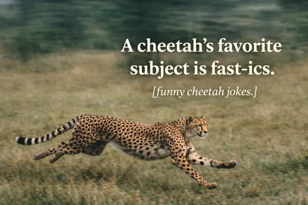 A cheetah’s favorite subject is fast-ics.