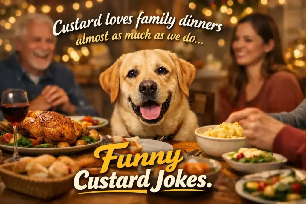 Custard loves family dinners almost as much as we do.