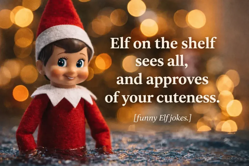 Elf on the shelf sees all, and approves of your cuteness.