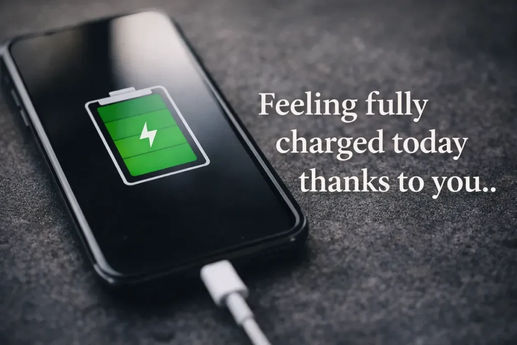Feeling fully charged today thanks to you.