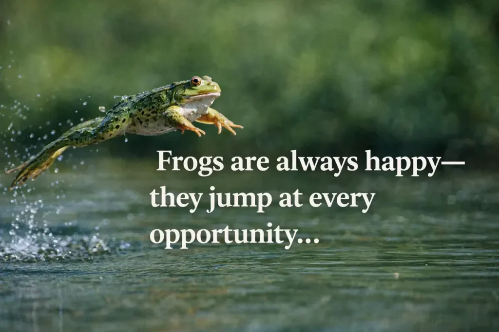 Frogs are always happy they jump at every opportunity.