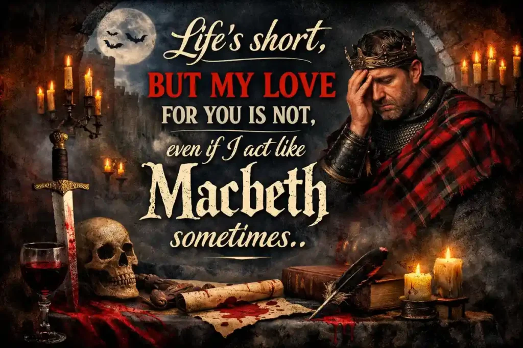 Life’s short, but my love for you is not, even if I act like Macbeth sometimes.