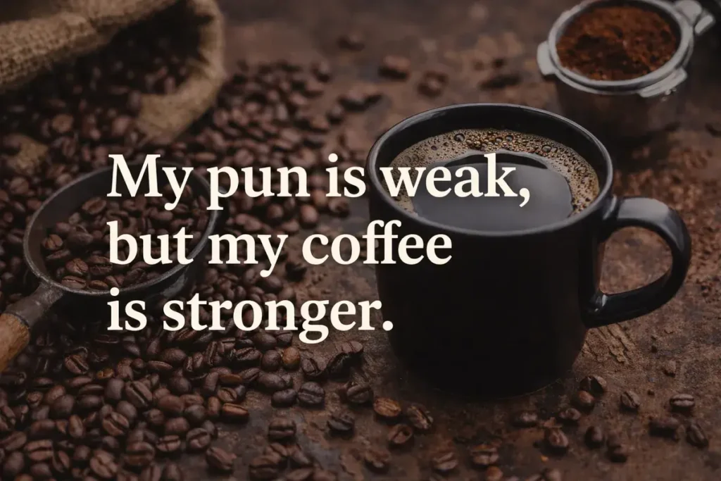 My pun is weak, but my coffee is stronger.