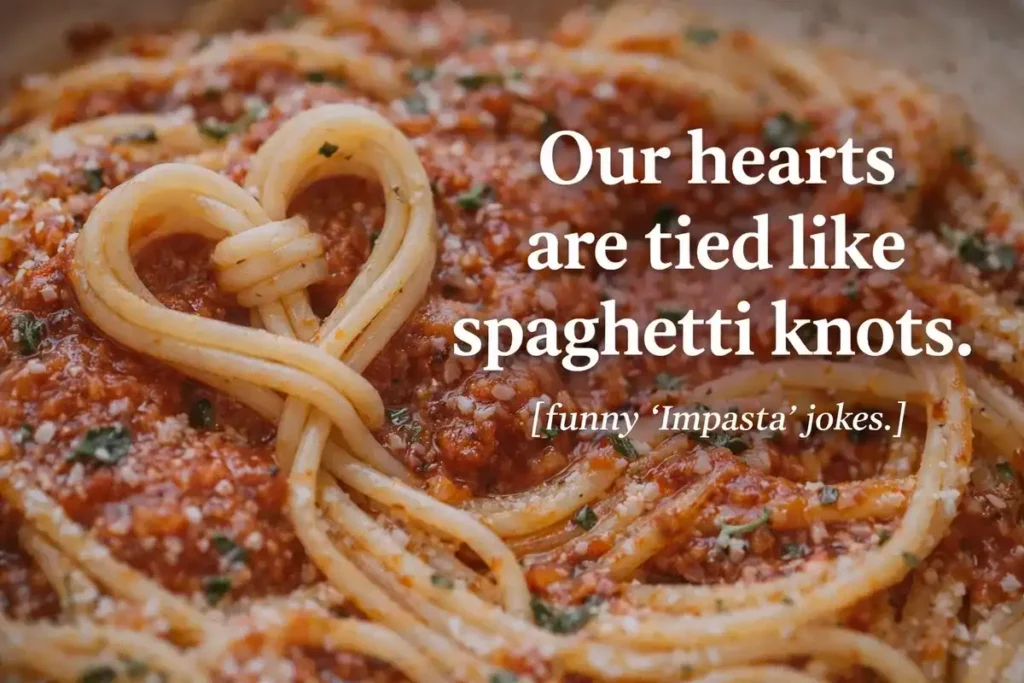 Our hearts are tied like spaghetti knots.
