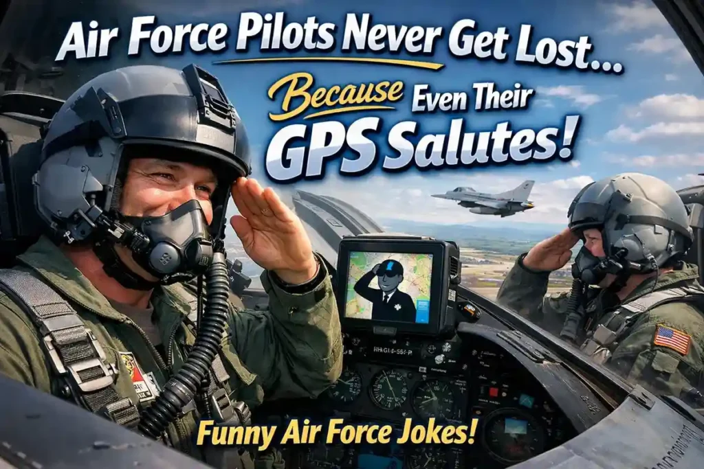 Air Force pilots never get lost because even their GPS salutes.