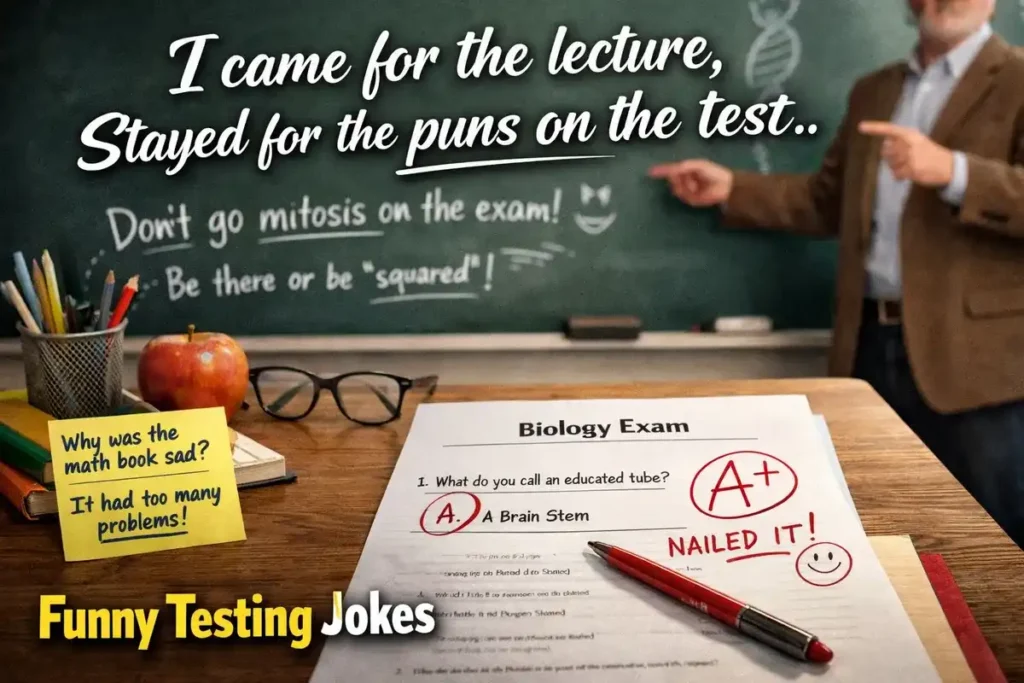 I came for the lecture, stayed for the puns on the test.