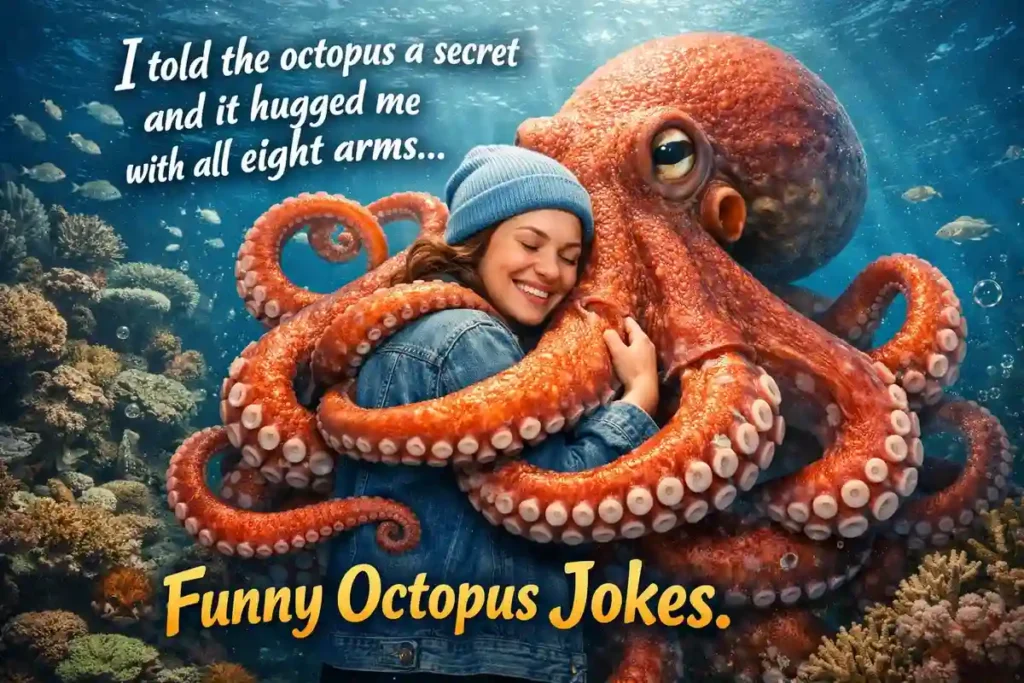 I told the octopus a secret and it hugged me with all eight arms.