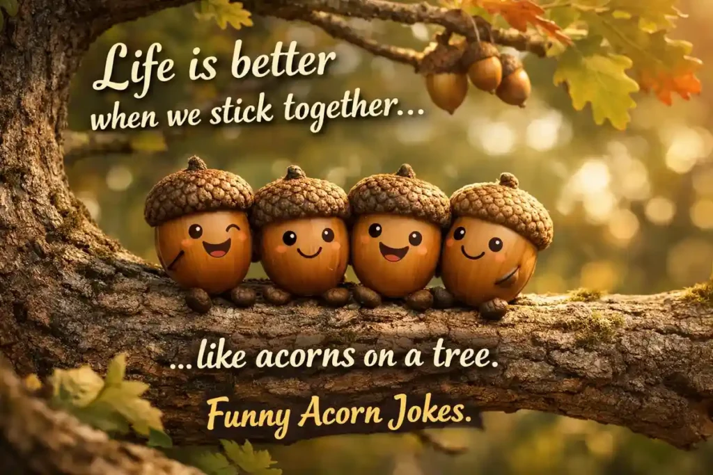 Life is better when we stick together like acorns on a tree.