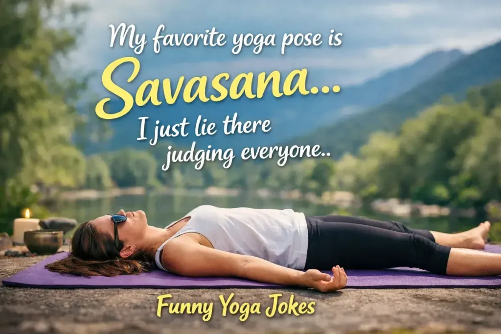 My favorite yoga pose is savasana I just lie there judging everyone.