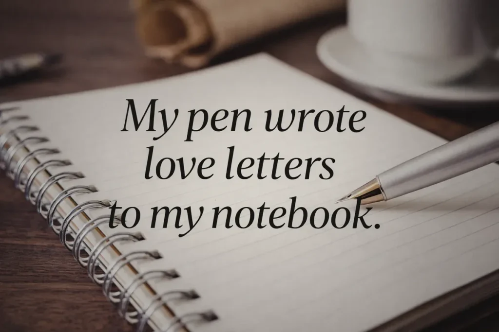 My pen wrote love letters to my notebook.