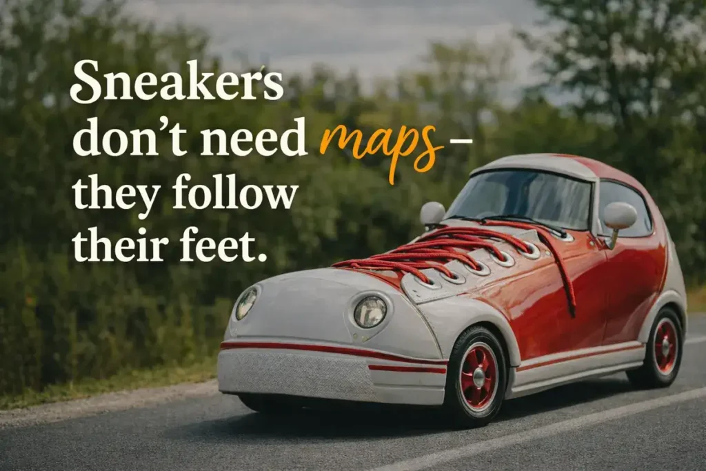 Sneakers don’t need maps they follow their feet.