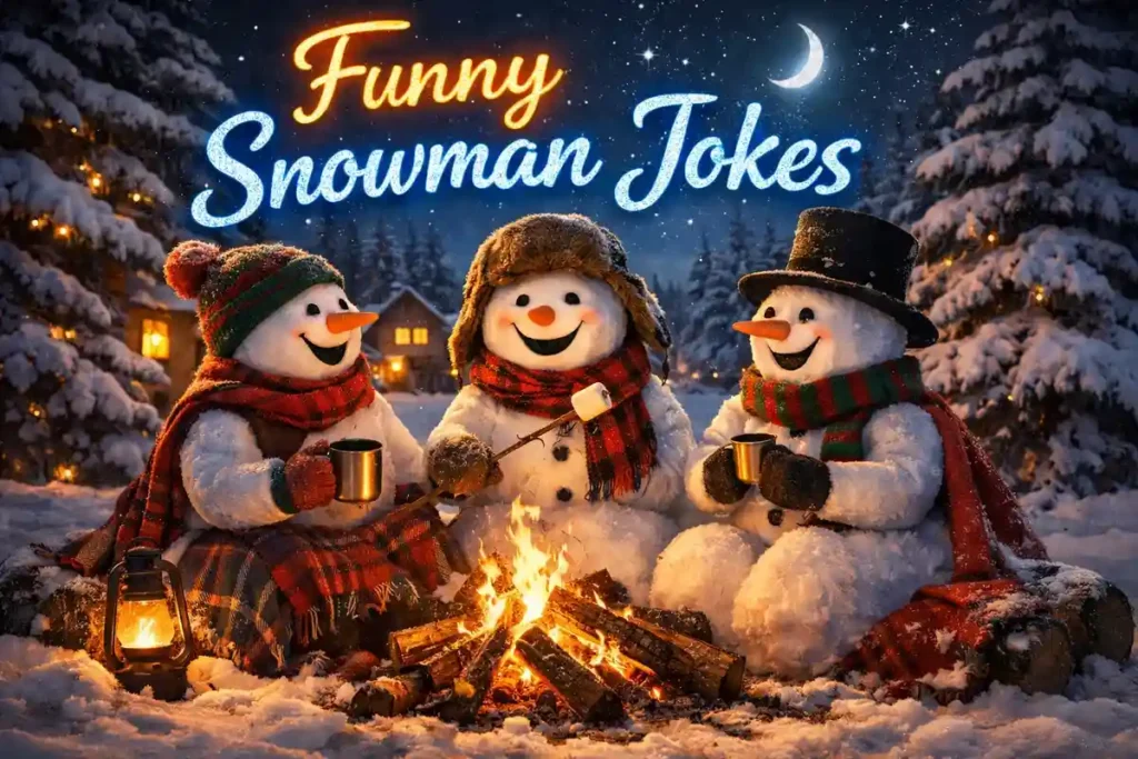 Snowmen enjoy winter nights with extra warmth.