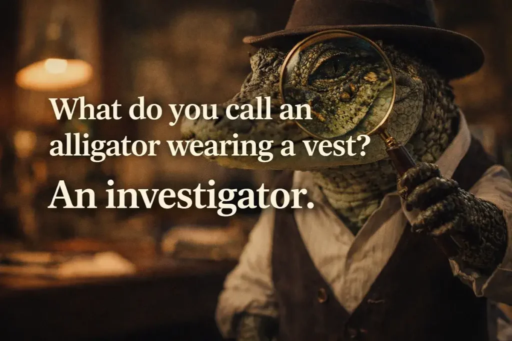 What do you call an alligator wearing a vest? An investigator.
