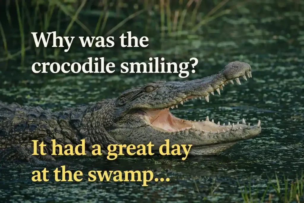 Why was the crocodile smiling? It had a great day at the swamp.