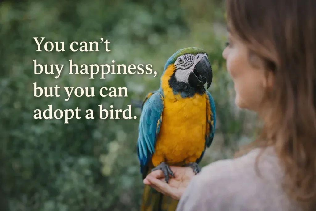 You can’t buy happiness, but you can adopt a bird.