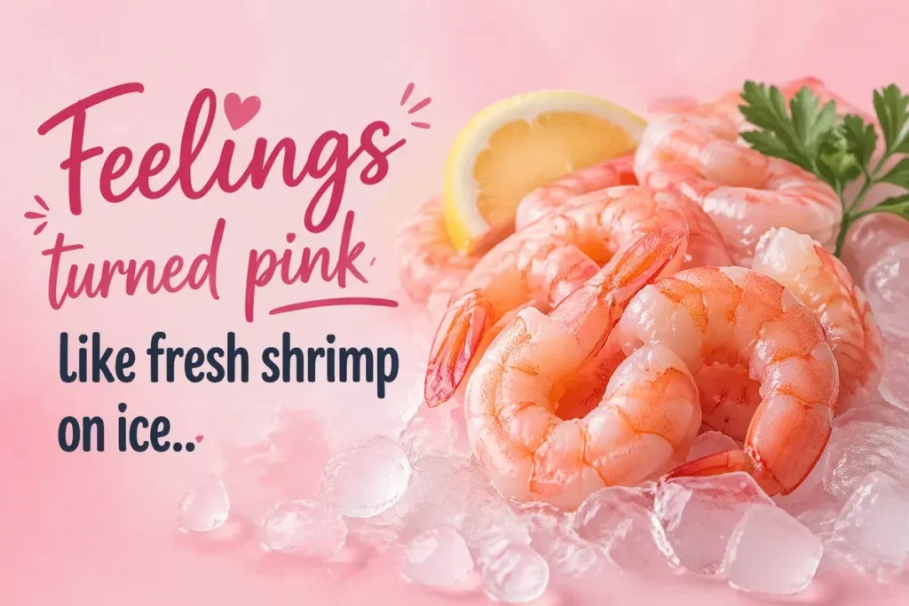 Feelings turned pink like fresh shrimp on ice.