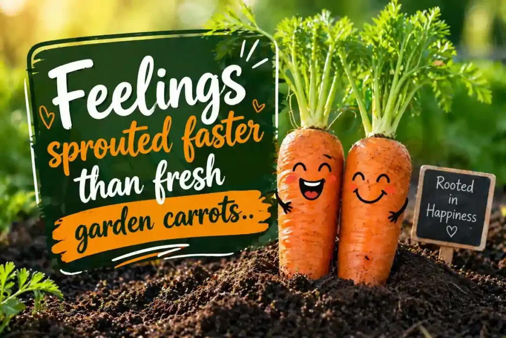 Feelings sprouted faster than fresh garden carrots.