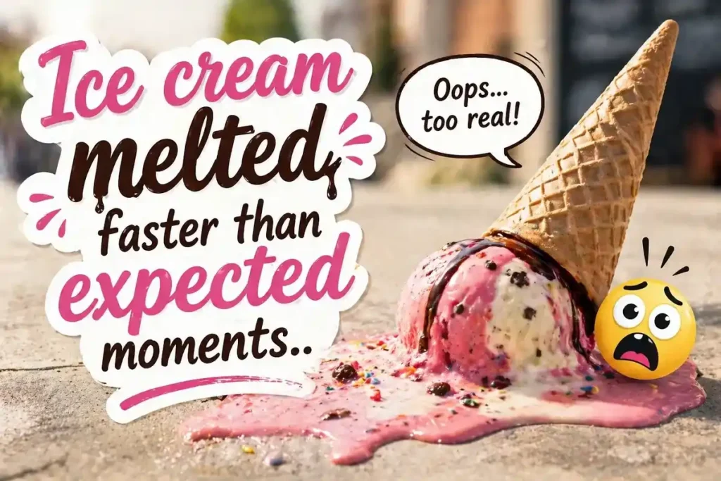 Ice cream melted faster than expected moments.
