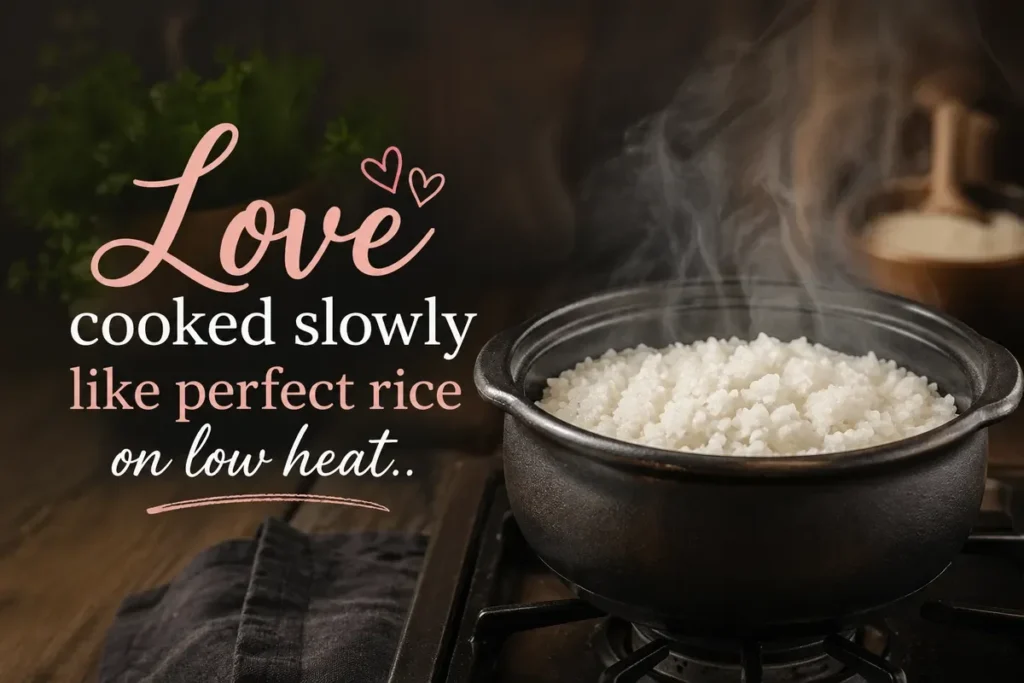 Love cooked slowly like perfect rice on low heat.