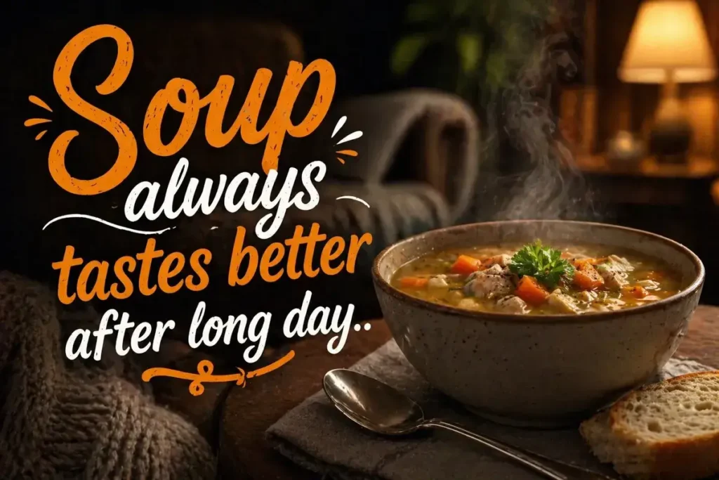Soup always tastes better after long day.