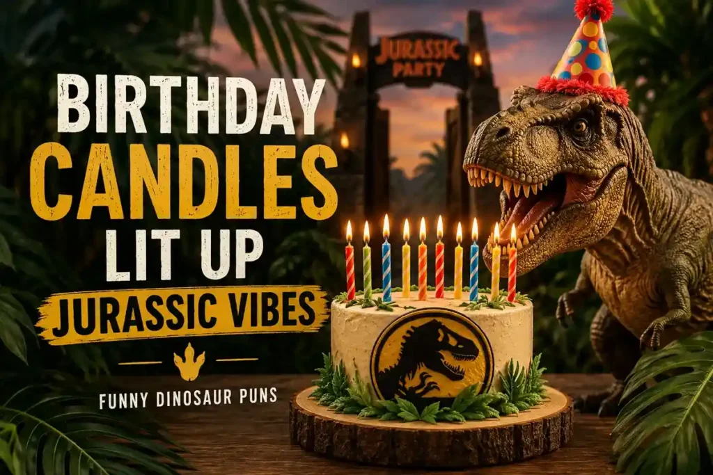Birthday candles lit up Jurassic vibes.