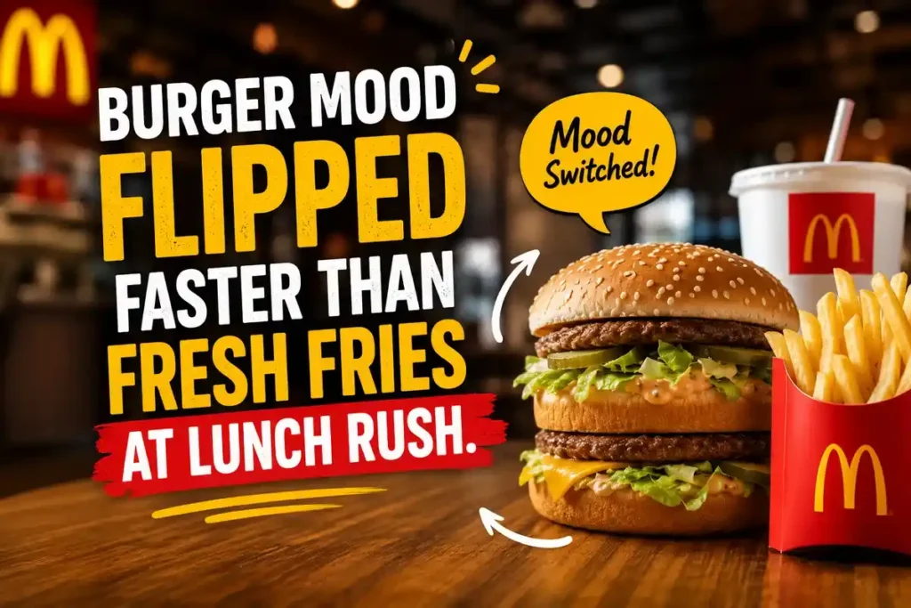 Burger mood flipped faster than fresh fries at lunch rush.