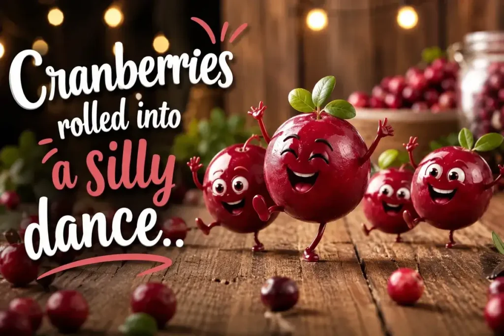 Cranberries rolled into a silly dance.