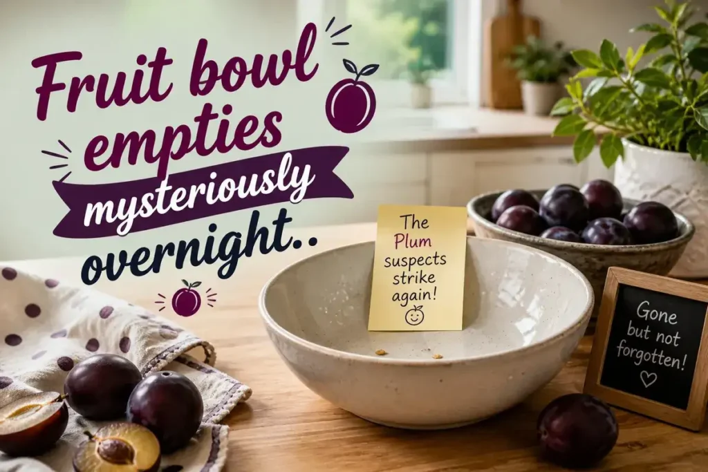 Fruit bowl empties mysteriously overnight.