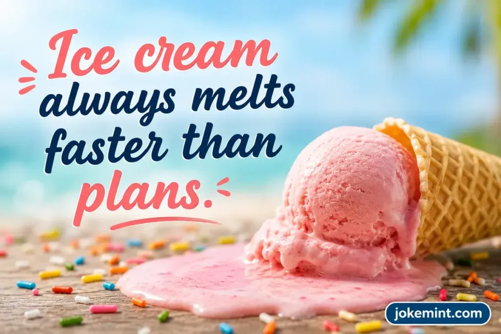 Ice cream always melts faster than plans.