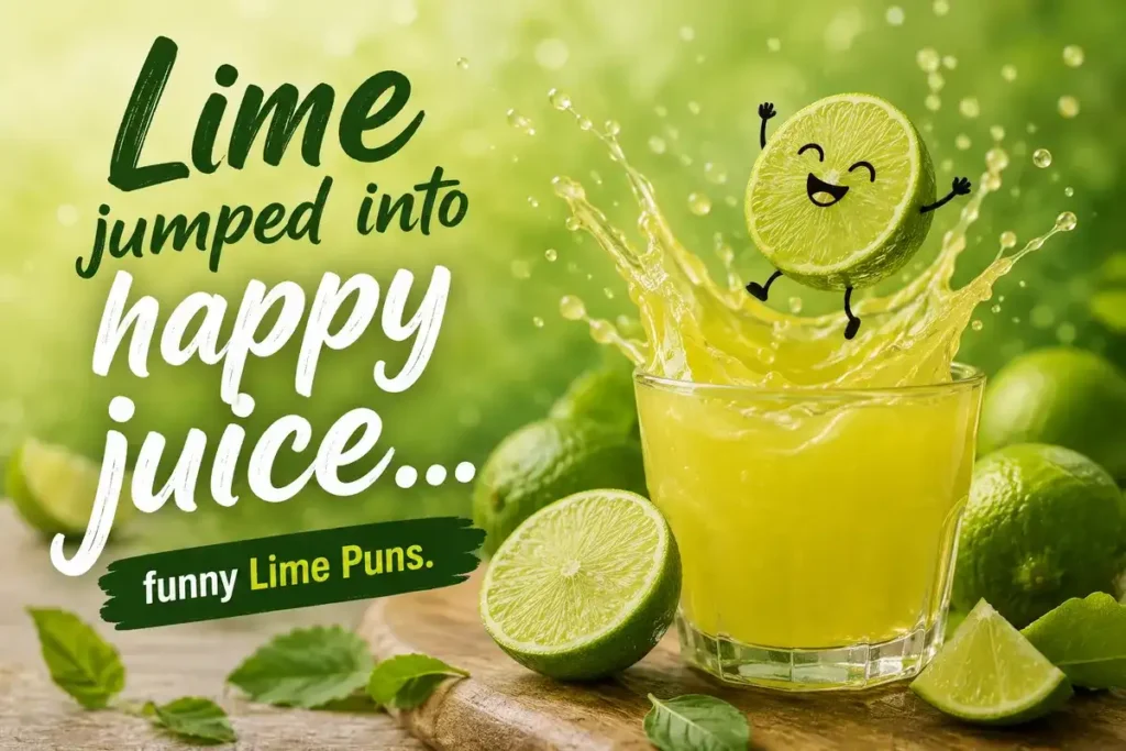Lime jumped into happy juice.