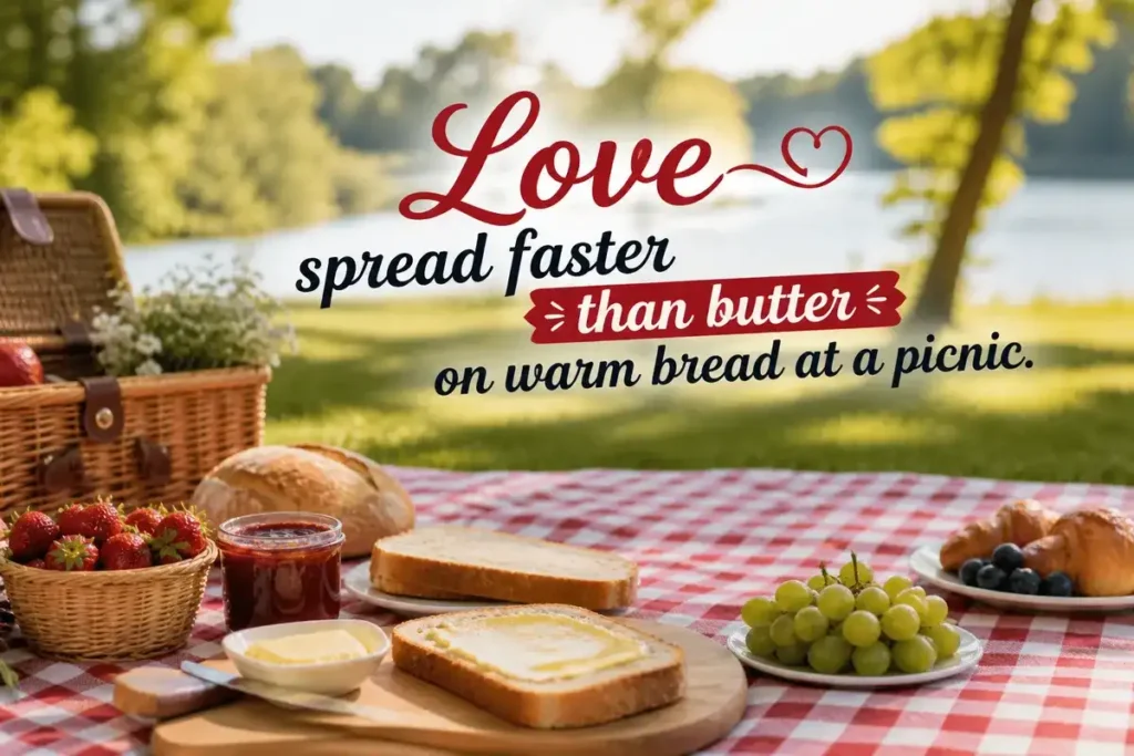 Love spread faster than butter on warm bread at a picnic.