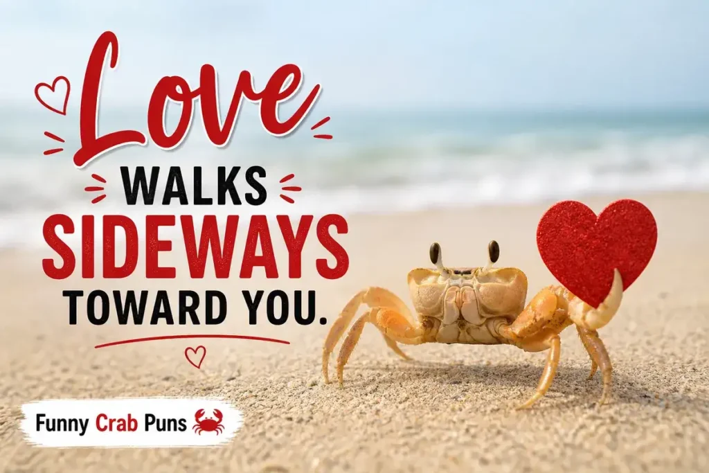 Love walks sideways toward you.