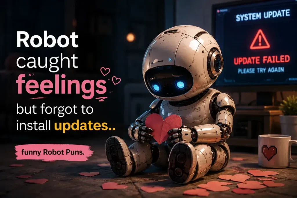 Robot caught feelings but forgot to install updates.