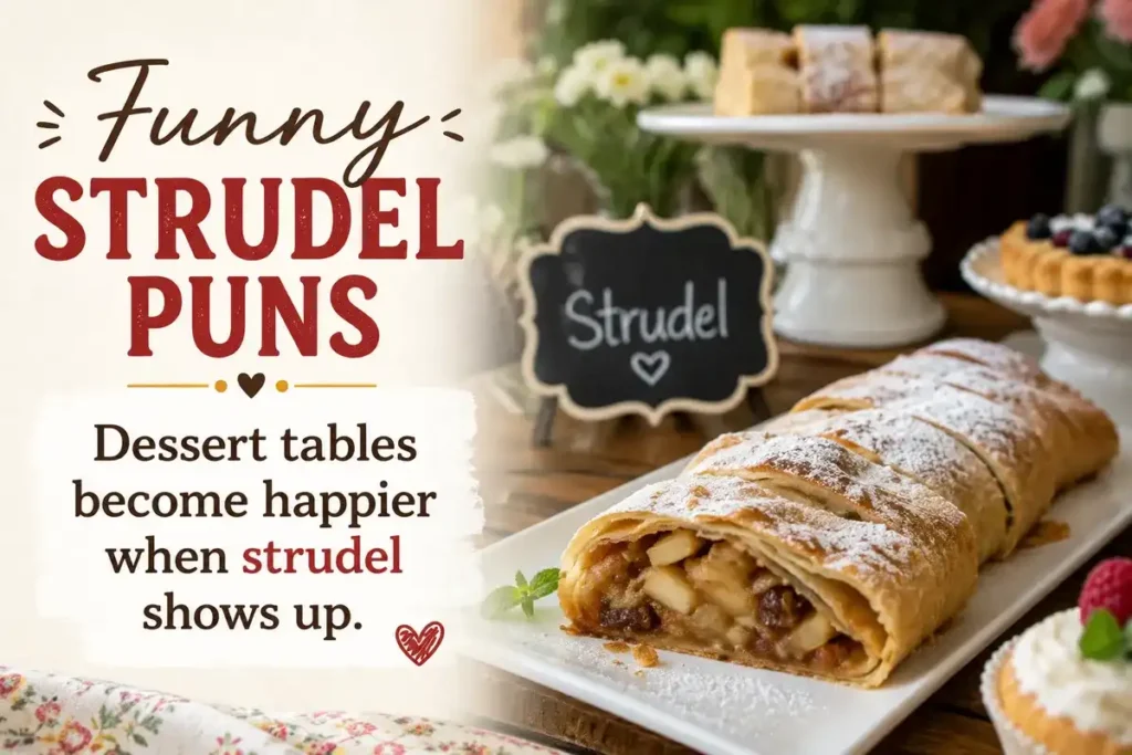 Dessert tables become happier when strudel shows up.