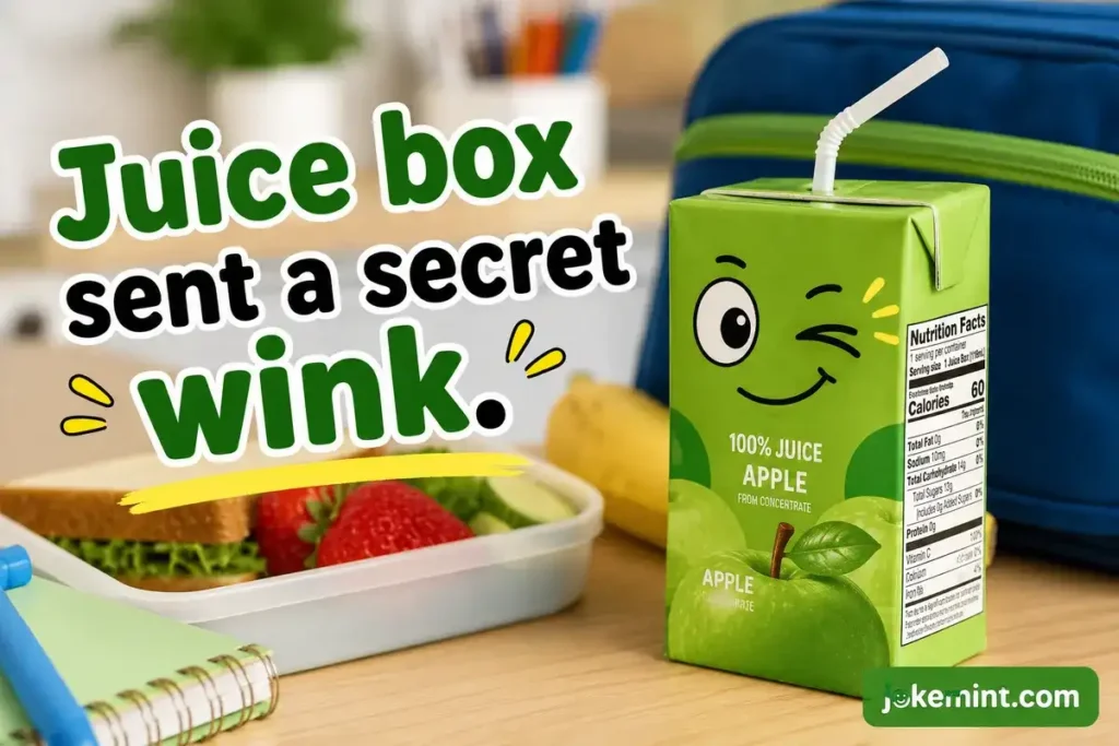 Juice box sent a secret wink.