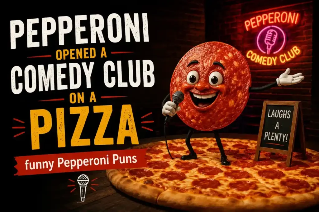 Pepperoni opened a comedy club on a pizza.