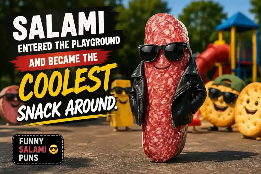 Salami entered the playground and became the coolest snack around.