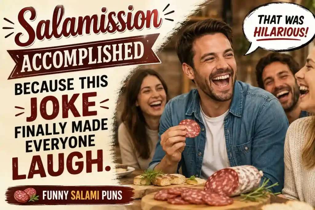 Salamission accomplished because this joke finally made everyone laugh.