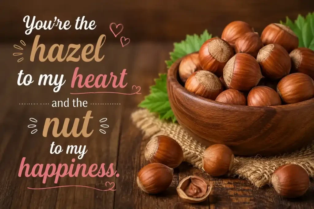 You're the hazel to my heart and the nut to my happiness.