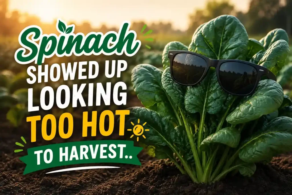 Spinach showed up looking too hot to harvest.